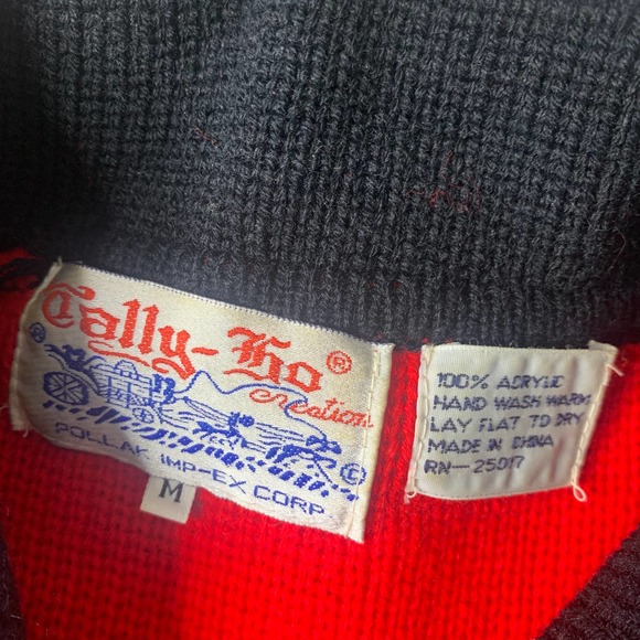 Tally Ho Womens Cardigan Sweater Size Medium Red Long Sleeves Button Front - Picture 10 of 11